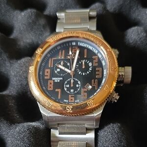 Men's Silver and Gold Chronograph Watch